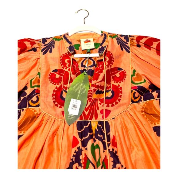 NWT Farm Rio Peach Amulet Midi Dress Medium Tropical Boho Hippie - Picture 6 of 12